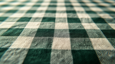 Checkered Green Tablecloth Close Up