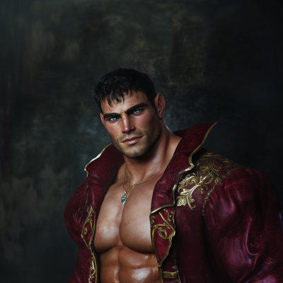 Hyper Muscular Half Orc in Tudor Style Jacket