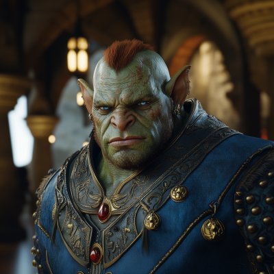 Muscular Green Skinned Orc Character