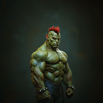 Muscular Green Orc Bodybuilder