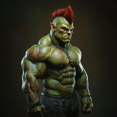 Hyper Muscular Orc Bodybuilder Posing