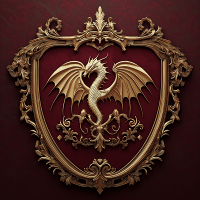 Detailed Coat of Arms Shield with Gold Dragon