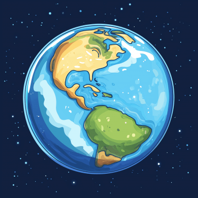 Cartoon Style Planet Earth