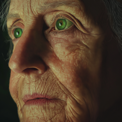 Elderly Woman Watching Screen