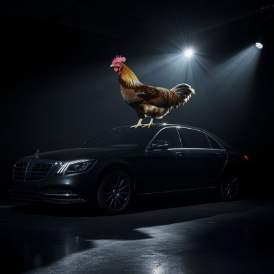 Proud Chicken on Mercedes S Class W223 roof