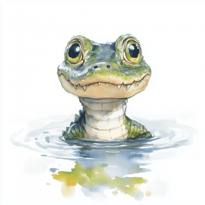 Watercolor Baby Alligator