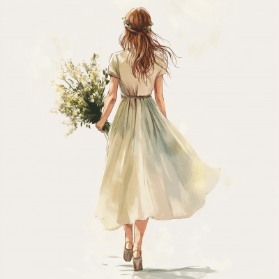 Pastel Girl in Country Dress