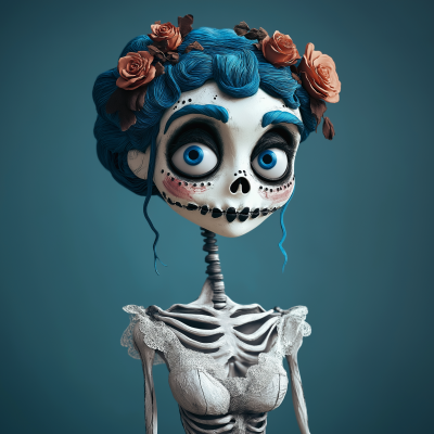 Blue Haired Skeleton Bride