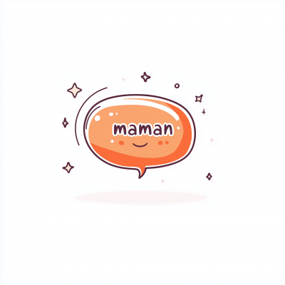 Cute ‘maman’ text in speech bubble with stars