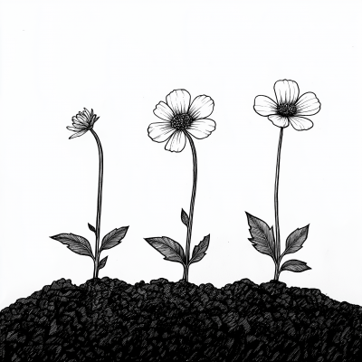 Growing Flower Line Art