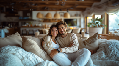 Happy Couple Watching TV