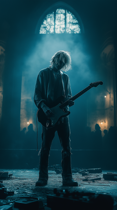 Cobain on Crumbling Stage