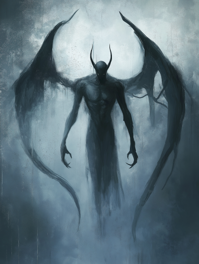 Dark Demon with Wings Illustration