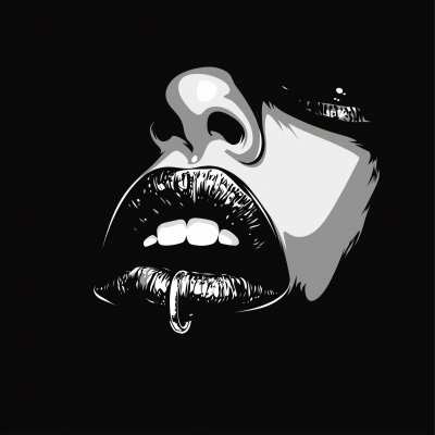 Banksy Style Vector Image of Lip Piercings