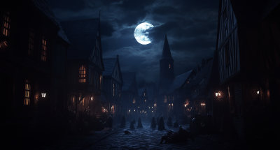 Dark Village in Salem at Night