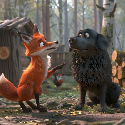 Animals Talking in a Farm Setting