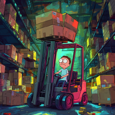 Reckless Forklift Driving in Chaotic Warehouse