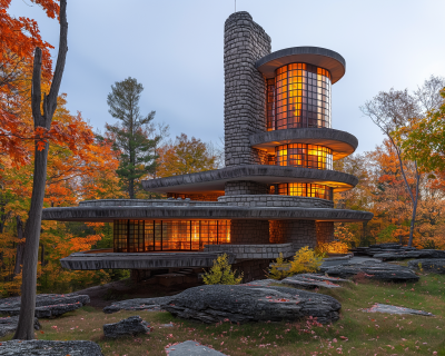 Frank Lloyd Wright Skyscraper in Canadian Shield Forest