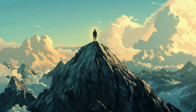 Man Standing on Mountain