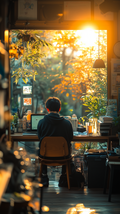 Man Studying at Desk