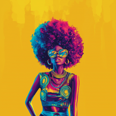 African Woman with Afro Hairstyle Illustration