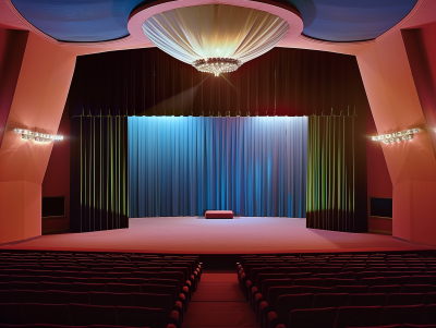 Vintage Studio Theatre with Green and Purple Lights