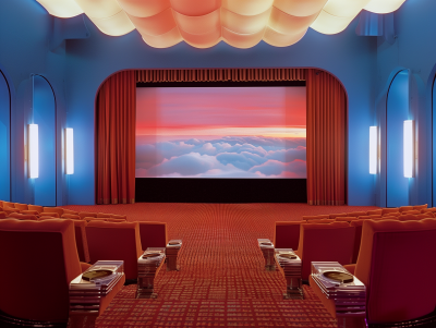 Minimalist Blue Cinema Interior