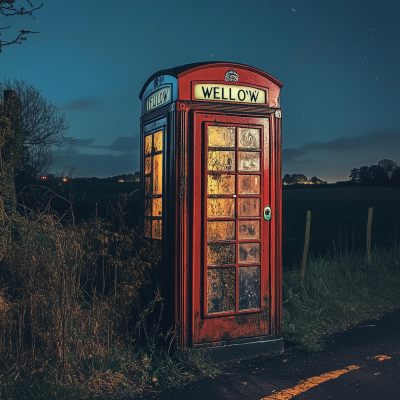 Old British Phonebox at Night