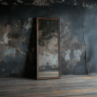 Tall Mirror on Old Wall