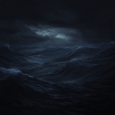 Ominous Stormy Ocean at Night