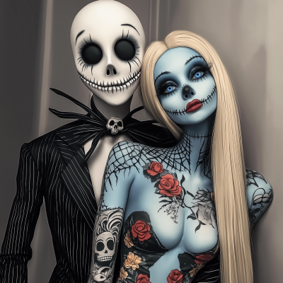 Jack Skellington and Sally with Tattoos