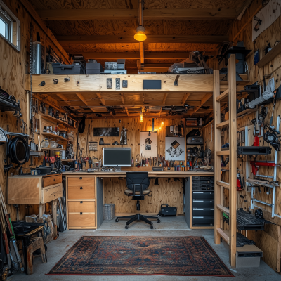 Home Workshop in Split Level Shed