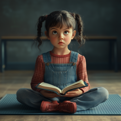 Confused and Sad Young Girl in Classroom