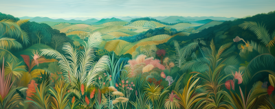 Tranquil Meadow in Henri Rousseau Style