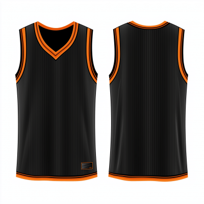 Black Basketball Jersey with Orange Outlines