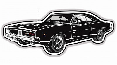 Black 1969 Dodge Charger Sticker