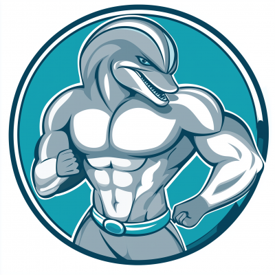 Dolphin Man in NFL Style Circle Logo