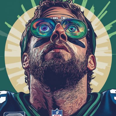 Psychedelic Aaron Rodgers Close Up