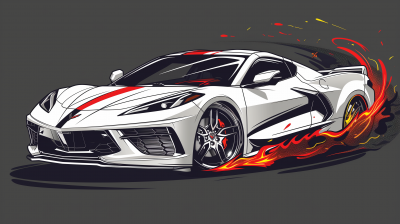 Exaggerated Corvette Stingray GT Illustration