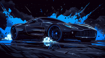 Black Futuristic Aston Martin in Apocalyptic Style