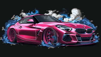 Glossy Pink 2024 BMW Z4 in Anime Style