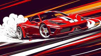 Bright Red Modified Vehicle Vector Illustration