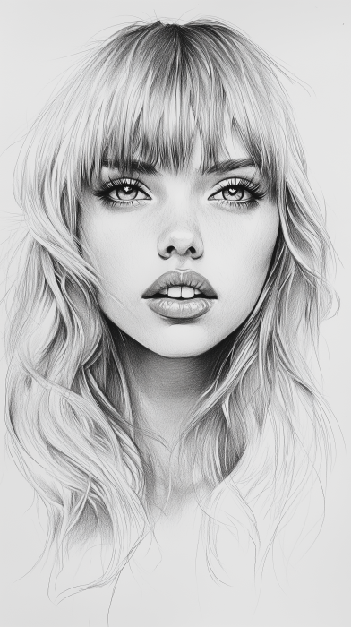 Pencil Sketch of a Blonde Girl