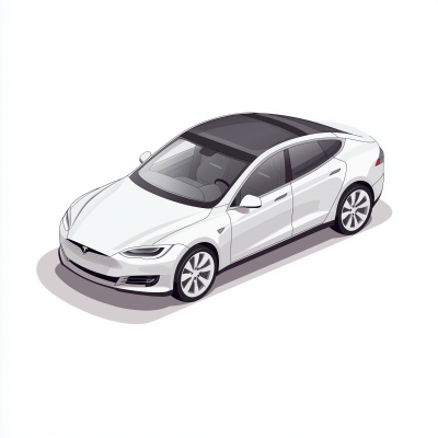 Isometric Tesla Car Illustration