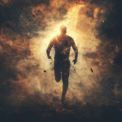 Man running towards God