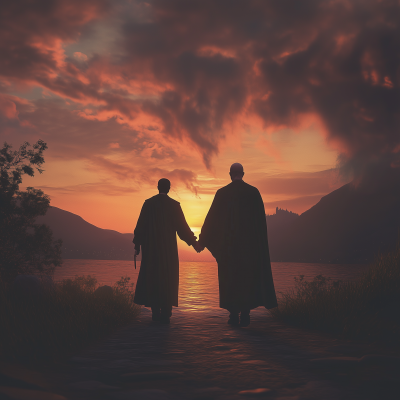 Harry Potter and Voldemort Walking Into Sunset