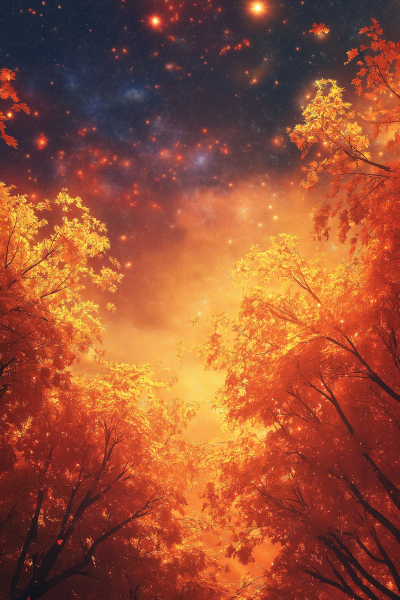 Starry Night Autumn Background