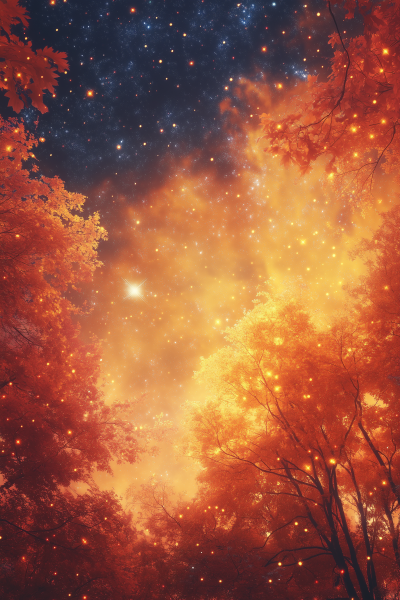 Autumn Starry Night Background