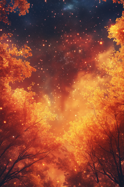 Autumn Starry Night Background