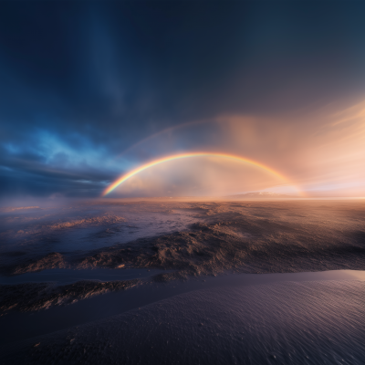 Serene Landscape with Rainbow